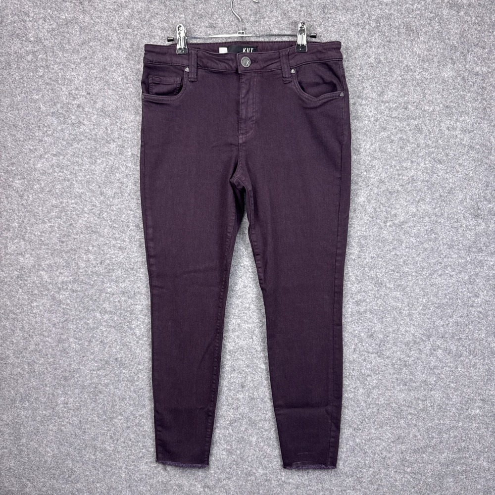 Kut from the Kloth‎ Connie Ankle Skinny Jeans Plum Purple Raw Hem Womens Size 10